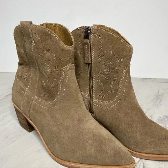 New! Dolce Vita Solow Tan Suede Western Bootie 7 - Picture 10 of 15